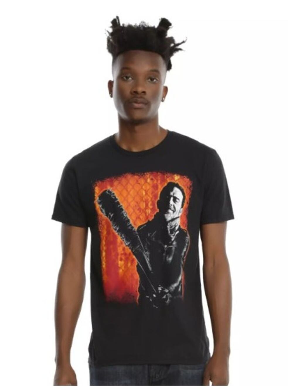 The Walking Dead Black Unisex Tee Negan Orange Background - Size Medium